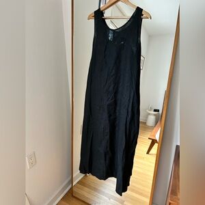 NWT COS GATHERED LINEN MIDI DRESS, black, size L